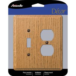 Amerelle Contemporary Light Brown 2 gang Oak Wood Duplex/Toggle Wall Plate 1 pk
