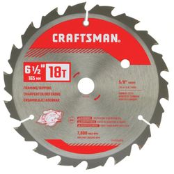CRAFTSMAN 6-1/2 in. D X 5/8 in. Thin Kerf Carbide Circular Saw Blade 18 teeth 1 pk