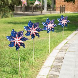 Glitzhome Patriotic Multicolored Plastic 43.25 in. H X 16.5 in. L X 6.75 in. W Americana Windmill