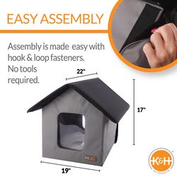 K&H Pet Prodcuts Polyester Cat House Black/Gray 17 in. H X 19 in. W X 22 in. D