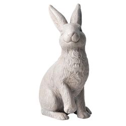 Glitzhome Gray/White Fiberglass 18 in. H X 11.25 in. L X 7.75 in. W Rabit Statue