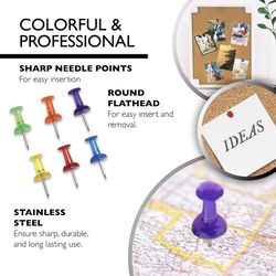 Bazic Products Translucent Regular Assorted Color Push Pins 100 pk