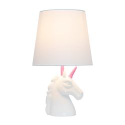 Simple Designs 16 in. Pink/White Table Lamp