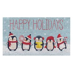 Sports Licensing Solutions 20 in. W X 30 in. L Multi-Color Penguin Holiday Nylon Door Mat