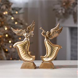 Good Tidings LED Gold Angels Figurine 14.5 in.
