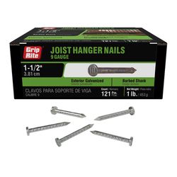 Grip-Rite 12D 1-1/2 in. Joist Hanger Hot-Dipped Galvanized Steel Nail Flat Head 1 lb