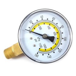 Forney Plastic Bottom Mount Air Pressure Gauge 1/4 in. NPT 160 psi 1 pc