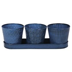 Robert Allen 4 in. H X 4.25 in. W Metal Concord Garden Planter Set Blue