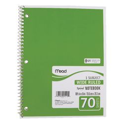 Mead 8 in. W X 10-1/2 in. L Wide Ruled Spiral Notebook