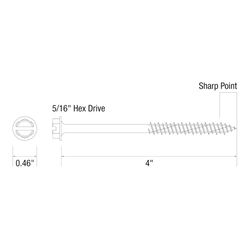 Grip-Rite 1/4 in. wire X 4 in. L Slotted Hex Washer Head Coarse Concrete Screws