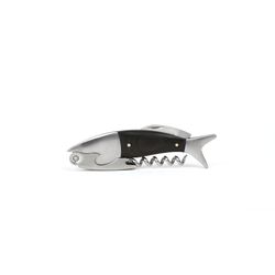 KIKKERLAND Black/Silver Stainless Steel/Wood Corkscrew