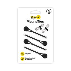 Wrap-It MagnaTies 0.33 in. L Black Silicone Cord Organizer