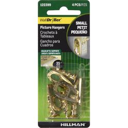 HILLMAN Brass-Plated Gold Self-Drilling Picture Hanger 35 lb 4 pc