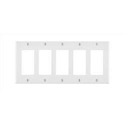 Leviton White 5 gang Thermoset Plastic Decorator Wall Plate 1 pk