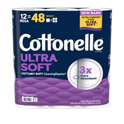 Cottonelle Ultra Soft Toilet Paper 12 Rolls 244 sheet 4 in.