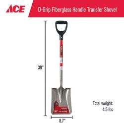 Ace 40 in. Steel Square Transfer Shovel Fiberglass Handle