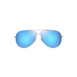 Maui Jim Hauoli XL Sunglasses Men's Shiny Silver w/Blue/Green Frame Blue Hawaii Lens Polarized