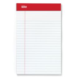 Office Depot 5 in. W X 8 in. L College Ruled Double Stitched White Perforated Writing Pads