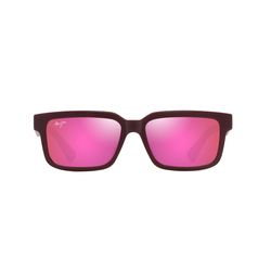 Maui Jim Hiapo Asian Fit Sunglasses Unisex Matte Burgundy Frame Maui Sunrise Lens Polarized