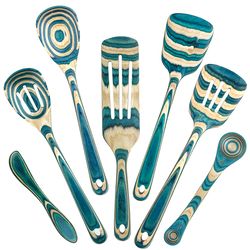 Totally Bamboo Baltique Light Blue/Natural Birch Wood Utensil Set