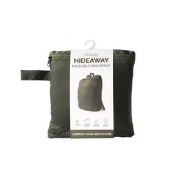 FitKicks Hideaway Green Packable Backpack 20 in. H X 13 in. W