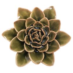 Chive English Garden 1.8 in. H X 3.9 in. L Glazed Dark Green Ceramic Echiveria Wall Flower