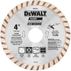 DeWalt High Performance 4 in. D X 20 mm X 0.06 in. thick Diamond Masonry Cut-Off Blade 1 pc