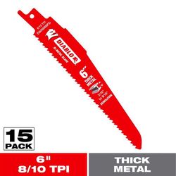 Diablo 6 in. Bi-Metal Thick Metal & Demolition Reciprocating Saw Blade 8 TPI 15 pk