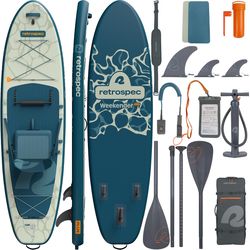 Retrospec Weekender Plus PVC Inflatable River Ripple Paddleboard 6 in. H X 33 in. W X 10.6 ft. L
