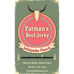 Fatmans Beef Jerky Jalapeno Peach Beef Jerky 2 oz Packet