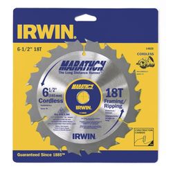 Irwin Marathon 6-1/2 in. D X 5/8 in. S Classic Carbide Circular Saw Blade 18 teeth 1 pk