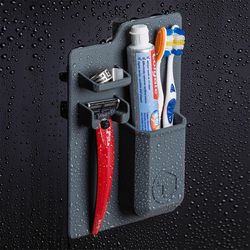 Tooletries Charcoal Silicone Caddy/Razor/Toothbrush Holder