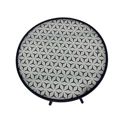 Living Accents Patterned Top Black Round Glass Folding Side Table