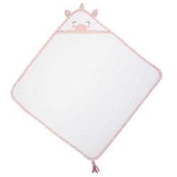 Stephen Joseph Pink/White Cotton Hooded Bath Towel 1 pc