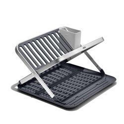 OXO Good Grips 15 in. L X 16 in. W X 2 in. H Black/Gray Aluminum/Plastic Dish Rack