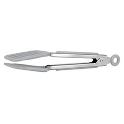 Tovolo Oyster Gray Silicone/Stainless Steel Turner Tongs