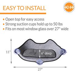 K&H Pet Prodcuts EZ Mount Kittyface Window Pet Bed 11 in. H X 6 in. W X 27 in. L