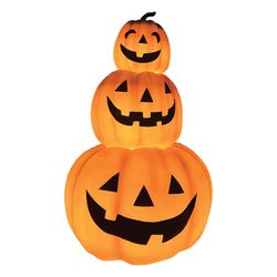 Haunted Hill Farm White 2.4 ft. LED Prelit 3 Stacking Pumpkins Blow Mold
