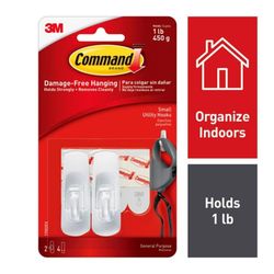 3M Command Small Plastic Hook 2.37 in. L 2 pk