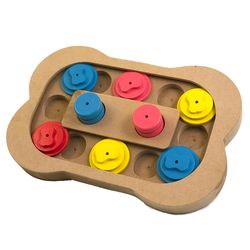 Flipo Brainiac For Dog Multicolored Bamboo Busy Bone Dog Treat Toy/Dispenser 1 pk