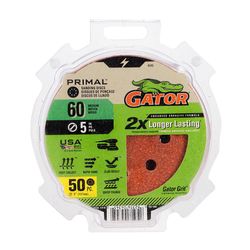 Gator 5 in. Aluminum Oxide Hook and Loop Sanding Disc 60 Grit Coarse 50 pk