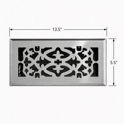 Tru Aire 4 in. H X 12 in. W 1-Way Satin Silver Steel Floor Diffuser