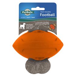 PetSafe Sportsmen For Dog Orange Rubber Football Treat Holding Toy Medium 1 pk
