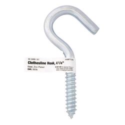 Hampton Small Zinc-Plated Silver Steel 4.25 in. L Clothesline Hook 300 lb 1 pk
