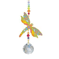 Woodstock Chimes Crystal Dreams Multicolored Metal 5 in. H X 4 in. L Dragonfly Suncatcher