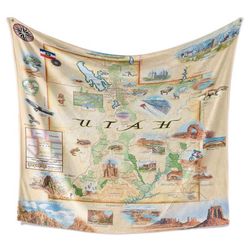 Xplorer Maps 58 in. H X 50 in. L Fleece Utah Blanket