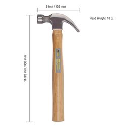 Steel Grip 16 oz Smooth Face Claw Hammer Wood Handle