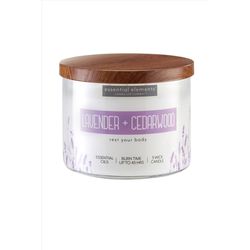 Candle Lite Essential Elements White Cedarwood/Lavender Scent Tumbler Jar Candle 14.75 oz