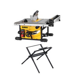 DEWALT 15 Amp 8-1/4 in. Compact Portable Jobsite Table Saw with Steel Table Saw Stand