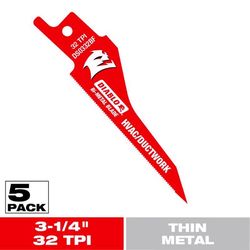 Diablo 3-1/4 in. Bi-Metal HVAC/Ductwork Reciprocating Saw Blade 32 TPI 5 pk